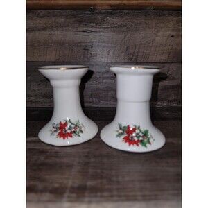 Pair of Vintage Christmas Candlestick Holders. 3 inches tall